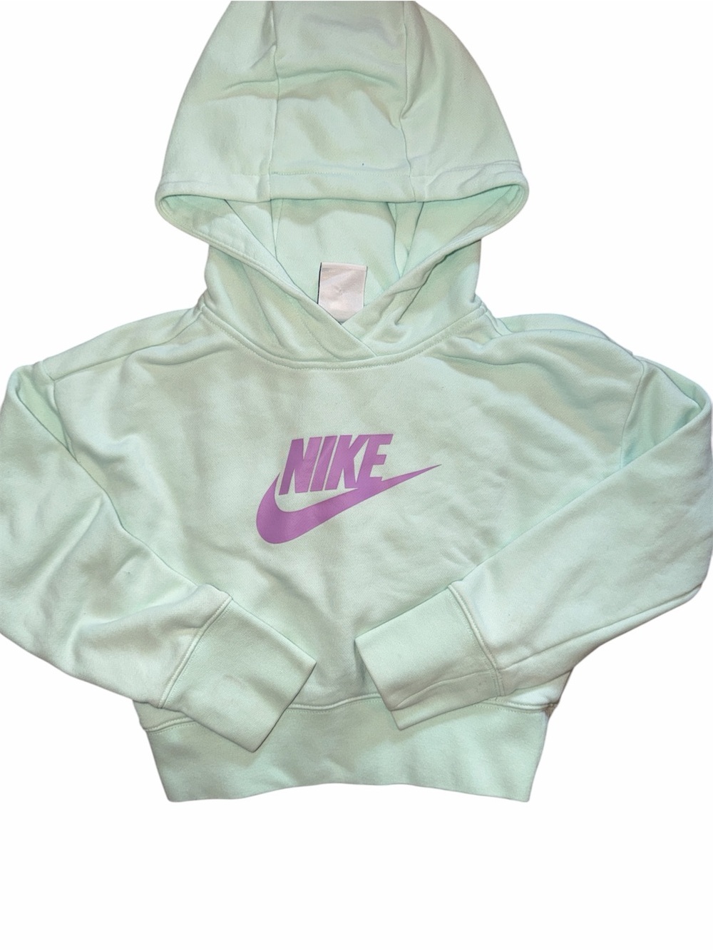 Nike Kids Mint Green Hoodie with Lilac Logo